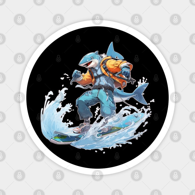 Anime Shark Surfer Bro Magnet by DanielLiamGill